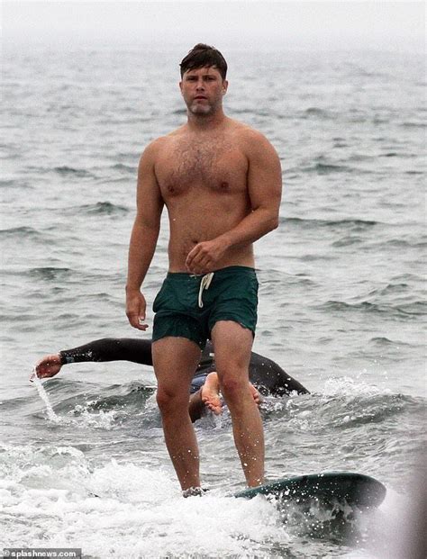 colin jost naked|Colin Jost seen surfing off the coast in the Hamptons